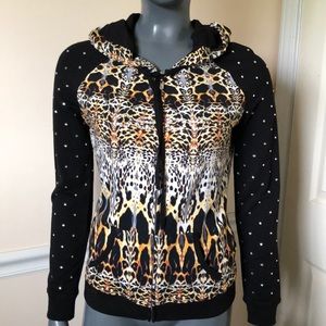 BEBE rhinestone logo hoodie new